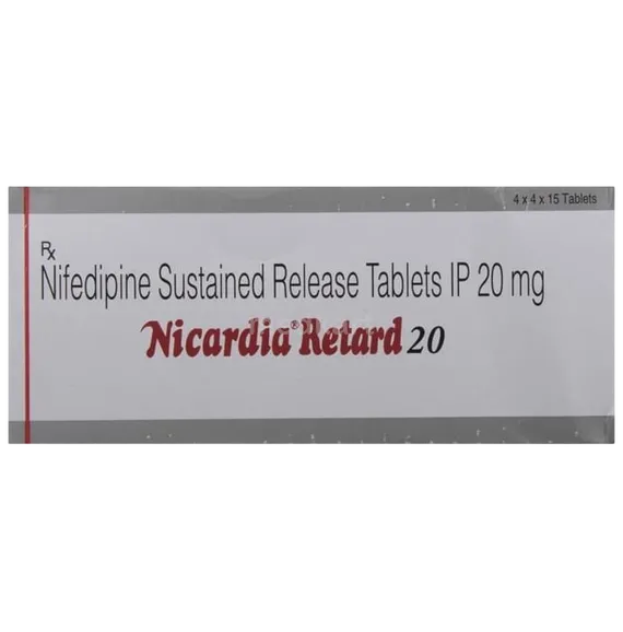 nicardia 20mg retard tablet 15's